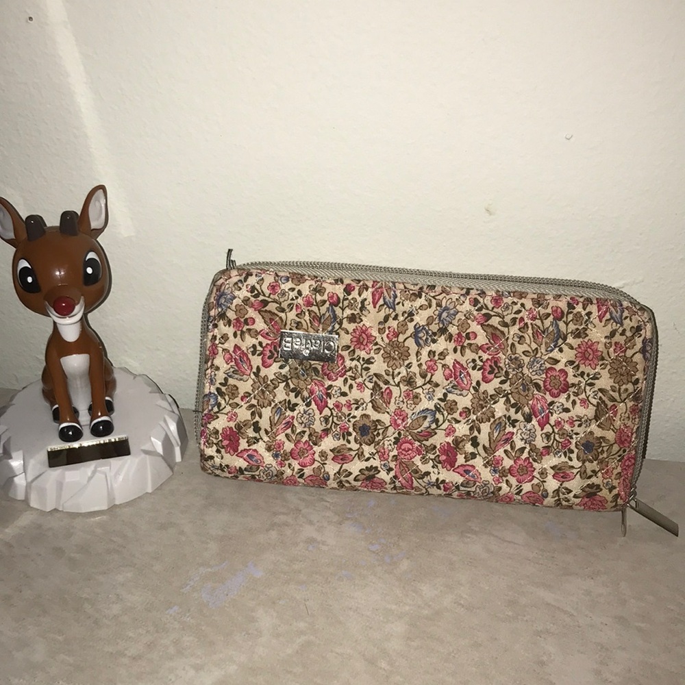 Floral Wallet with Zipper Closure